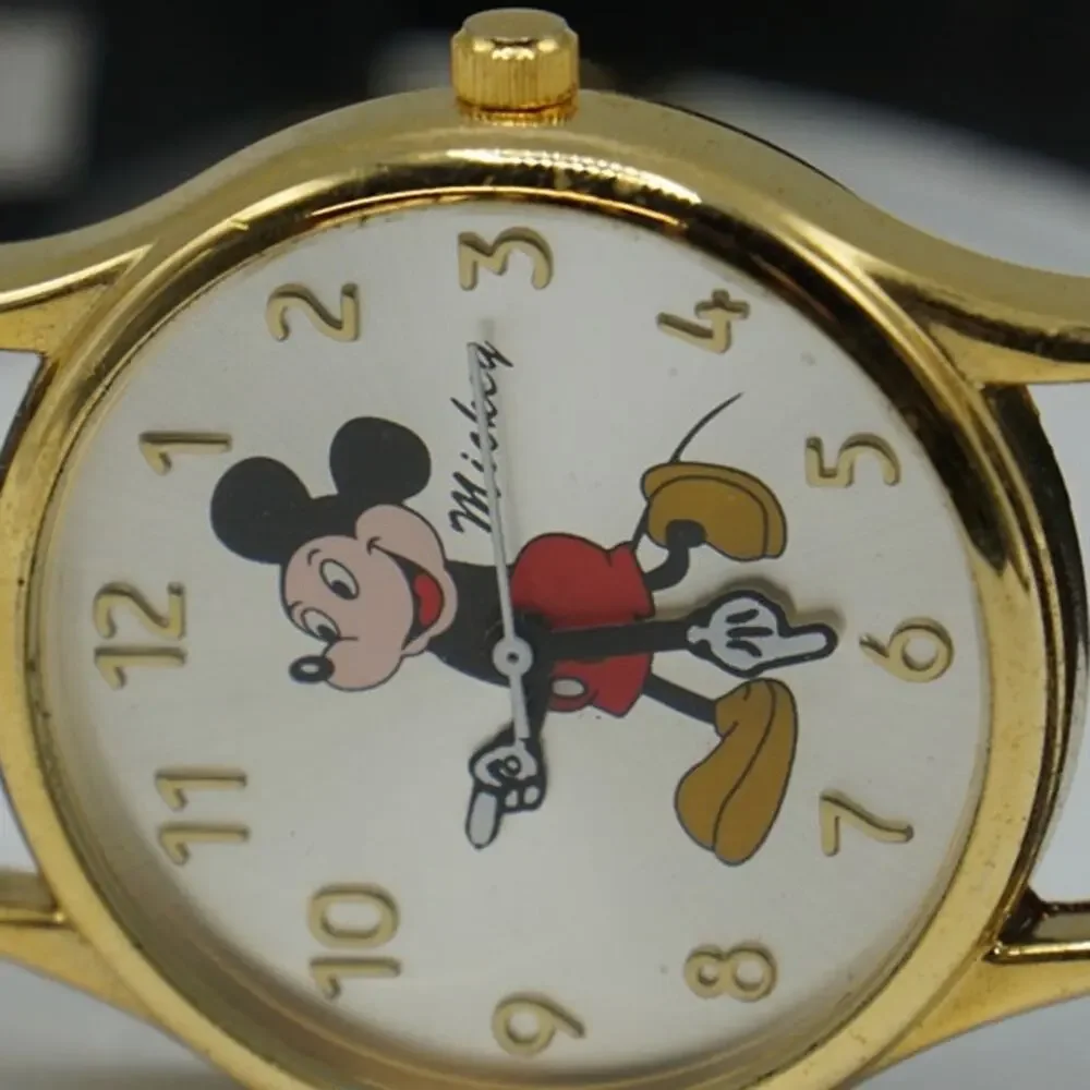 Mickey Mouse Quartz Wrist Watch Gold Tone New Battery - Picture 4 of 5